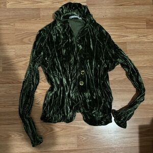 Forest green velvet blouse